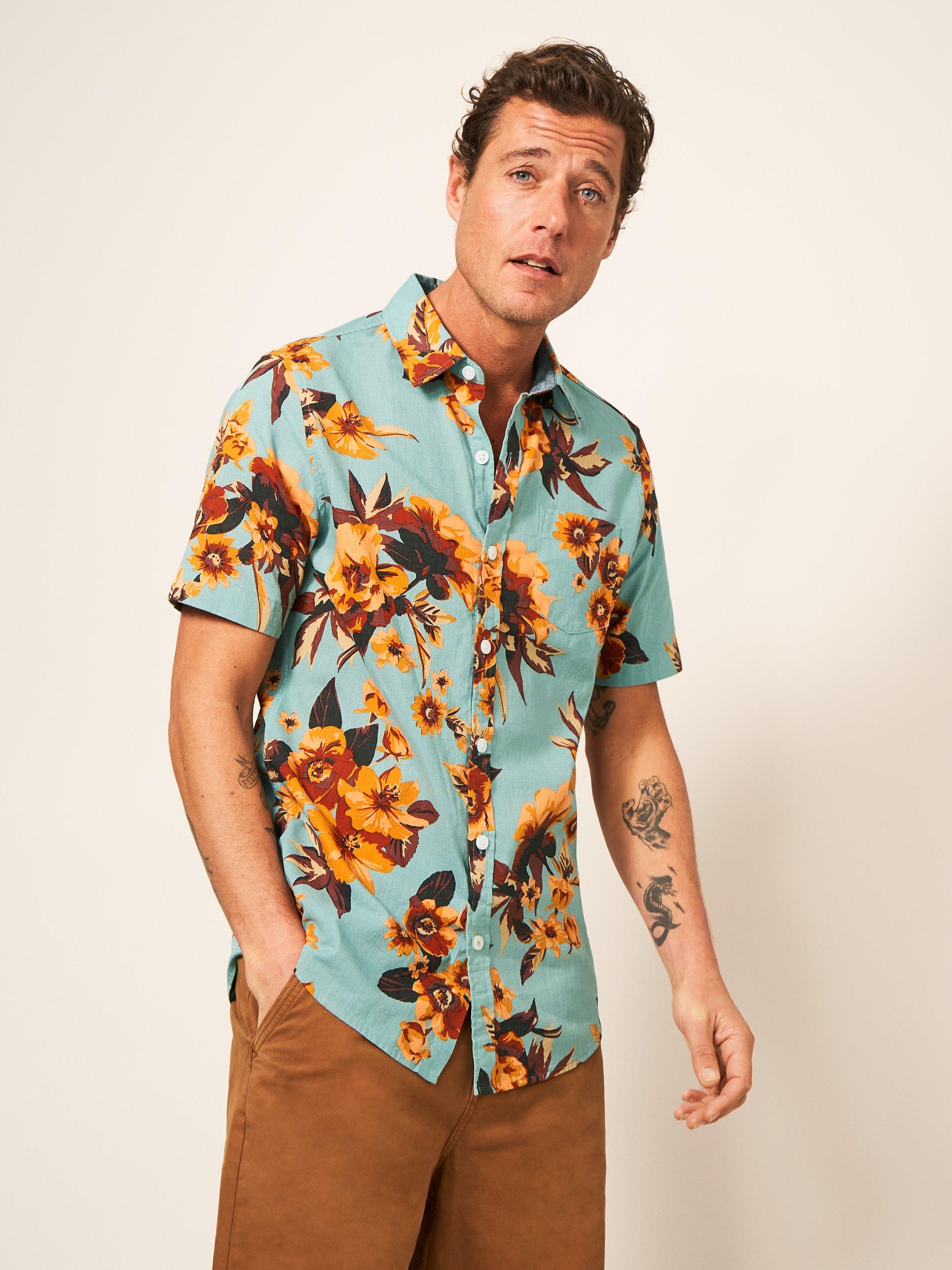 Floral Printed Slim Fit Shirt in MINT GREEN - LIFESTYLE