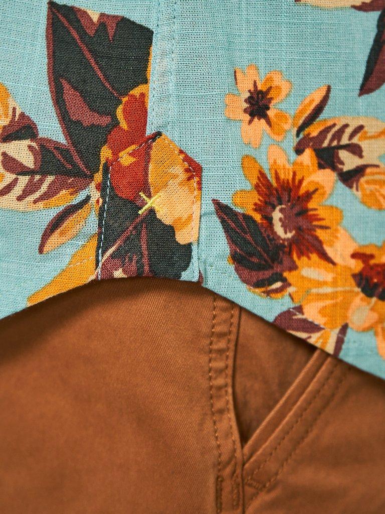 Floral Printed Slim Fit Shirt in MINT GREEN - MODEL DETAIL