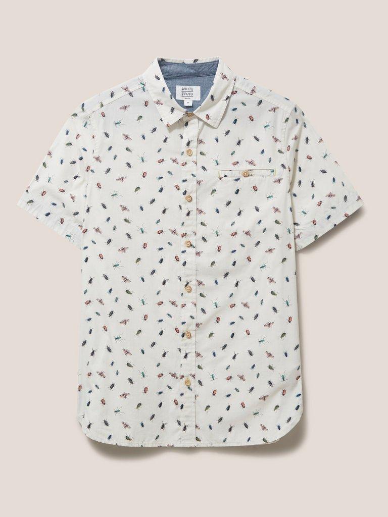 Insect Printed Slim Fit Shirt in WHITE MLT - FLAT FRONT