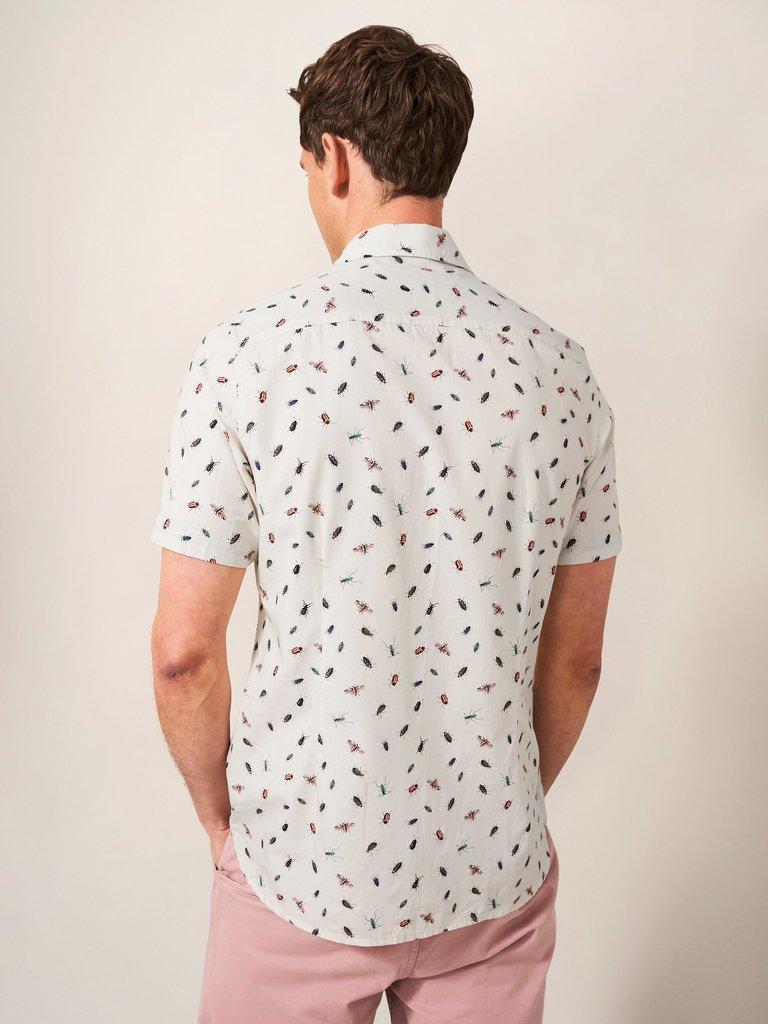 Insect Printed Slim Fit Shirt in WHITE MLT - MODEL BACK