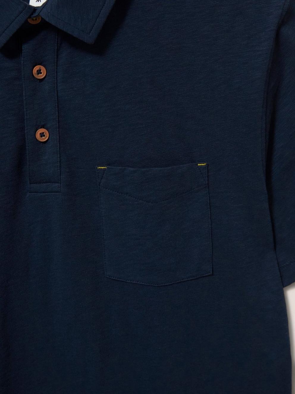 Abersoch Short Sleeve Polo in DARK NAVY - FLAT DETAIL