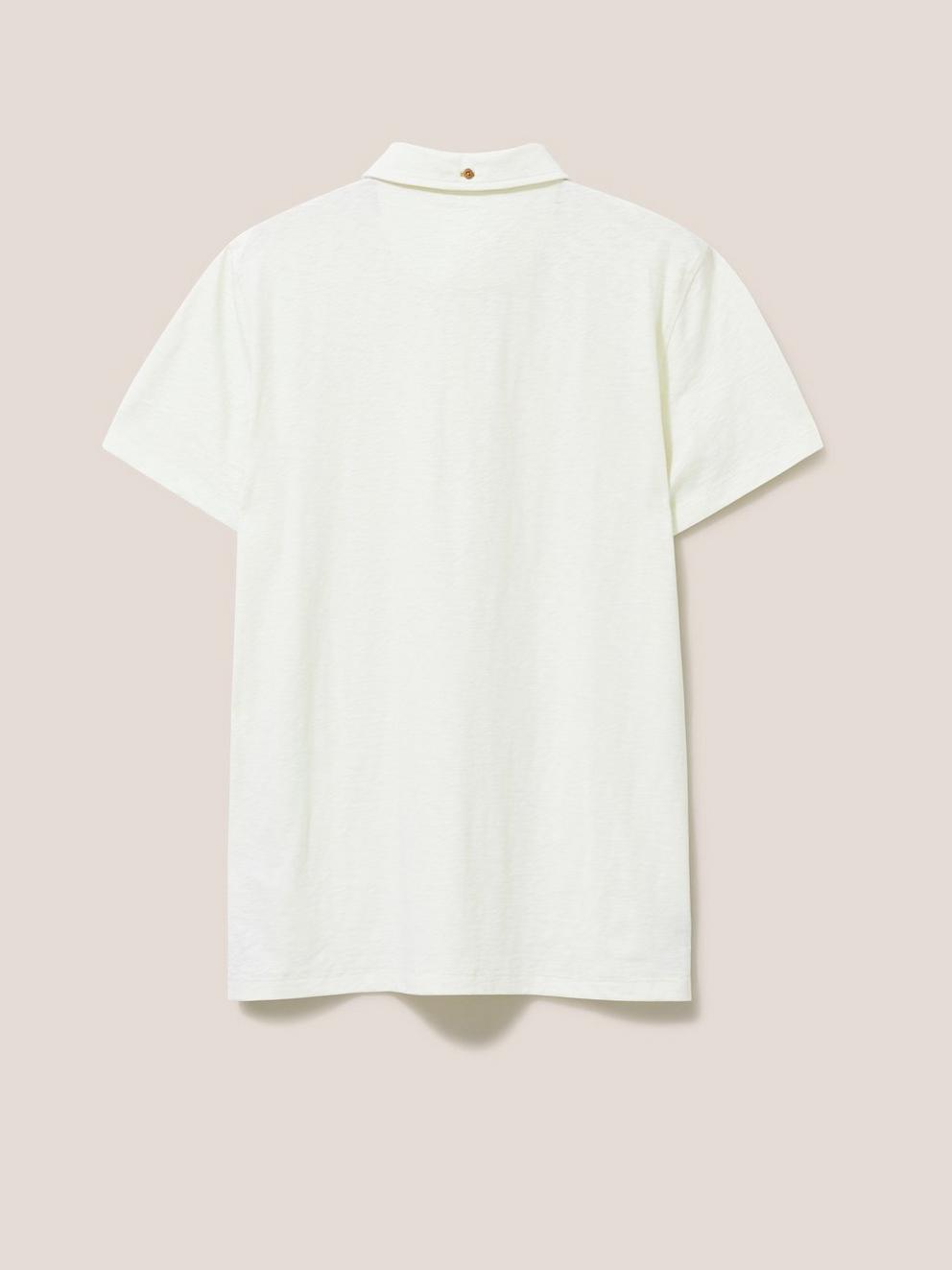 Abersoch Short Sleeve Polo in NAT WHITE - FLAT BACK