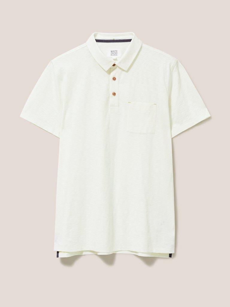 Abersoch Short Sleeve Polo in NAT WHITE - FLAT FRONT