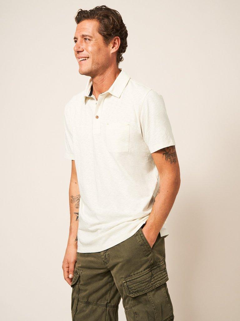 Abersoch Short Sleeve Polo in NAT WHITE - LIFESTYLE