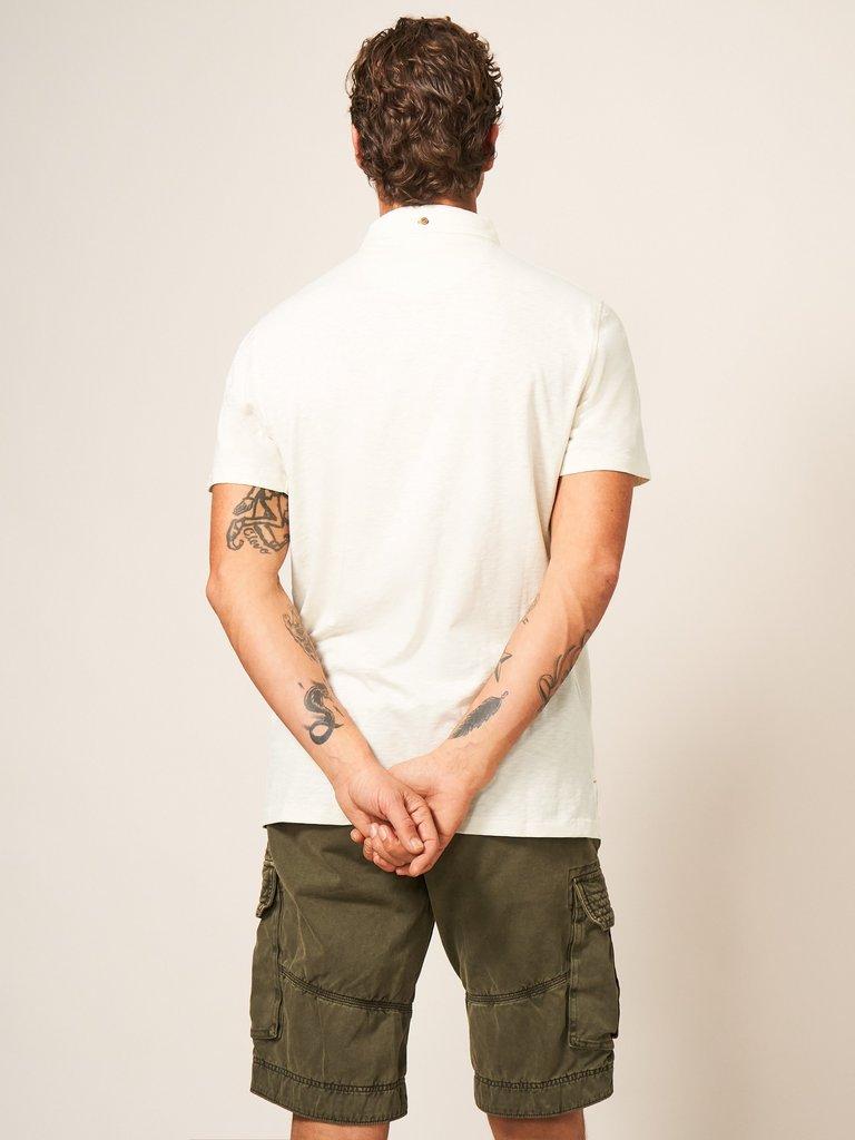 Abersoch Short Sleeve Polo in NAT WHITE - MODEL BACK