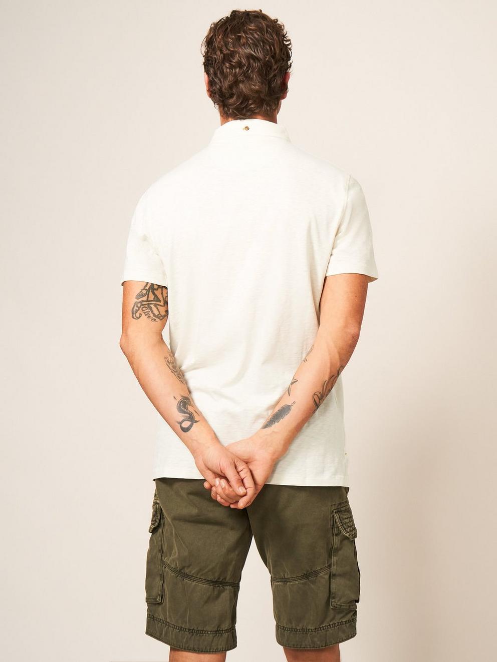 Abersoch Short Sleeve Polo in NAT WHITE - MODEL BACK