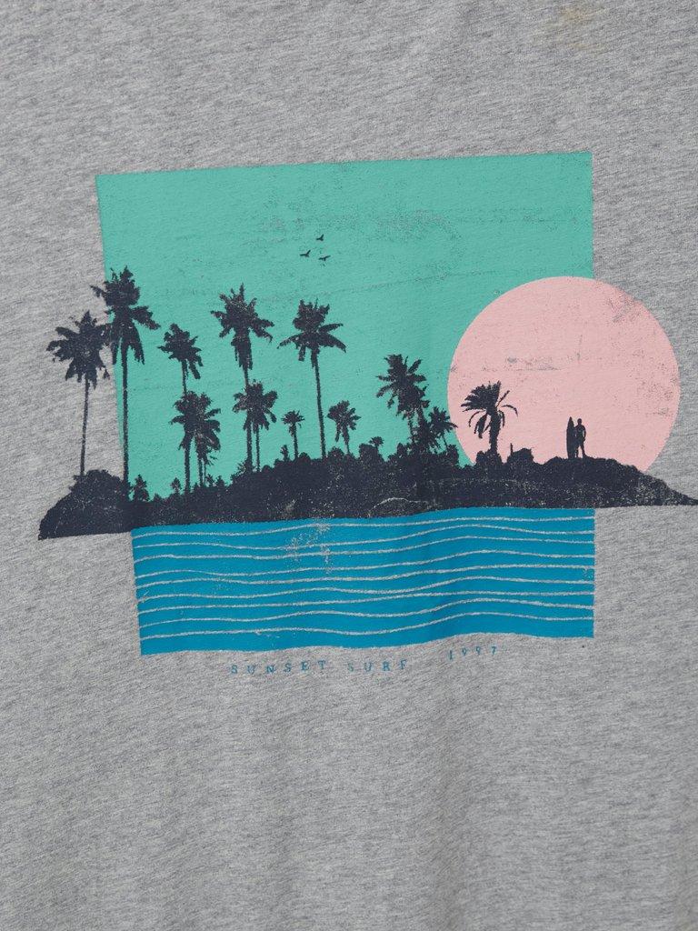 Sunset Surf Graphic Tee in GREY MARL - FLAT DETAIL