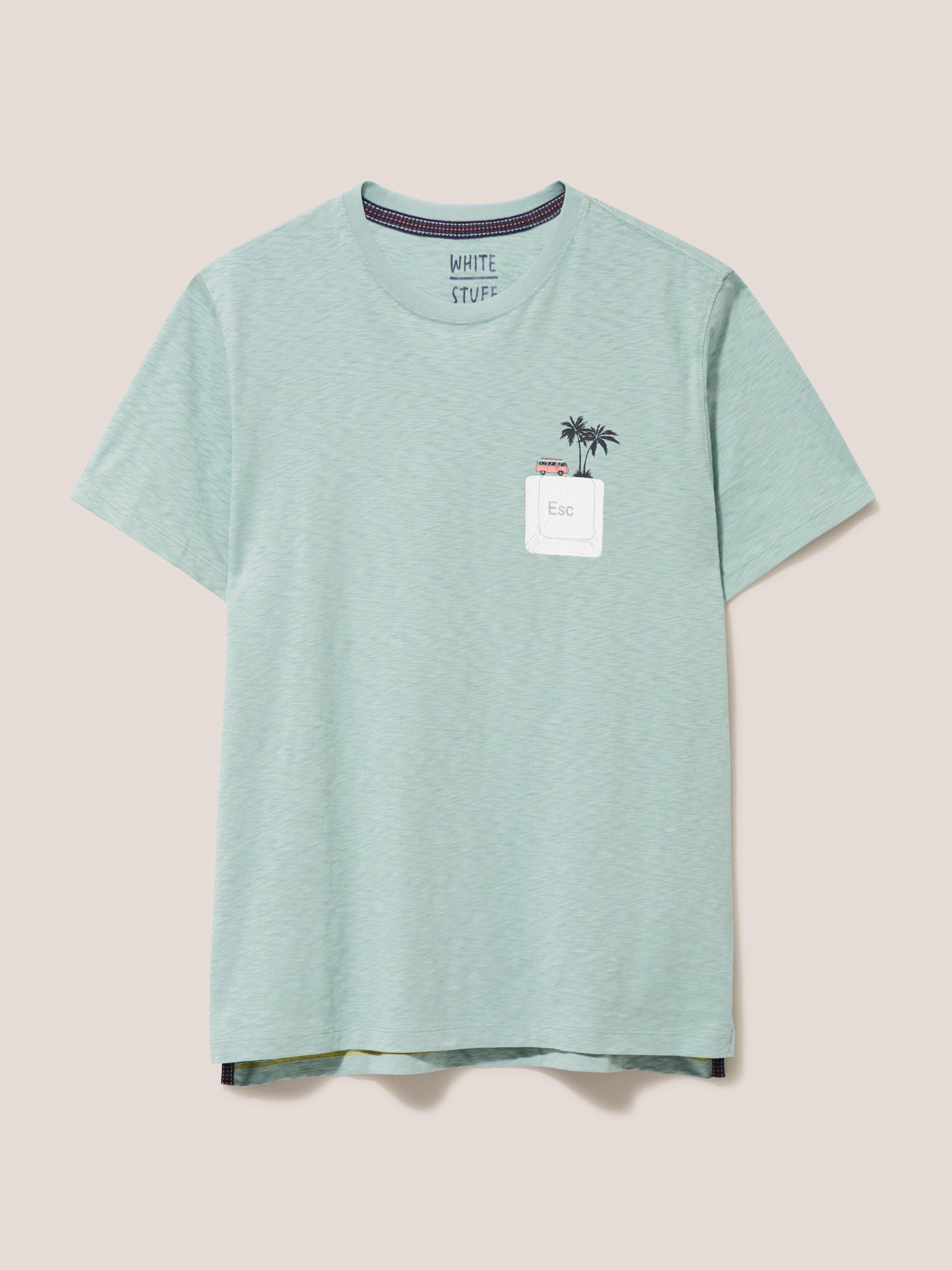 Escape Graphic Tee in MINT GREEN - FLAT FRONT