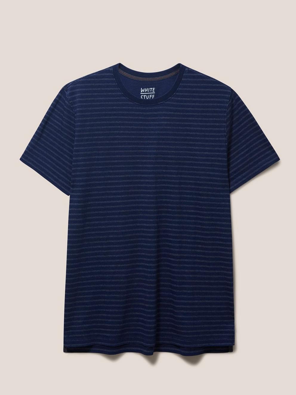 Interest Indigo Stripe Tee in INDIGO BLE - FLAT FRONT