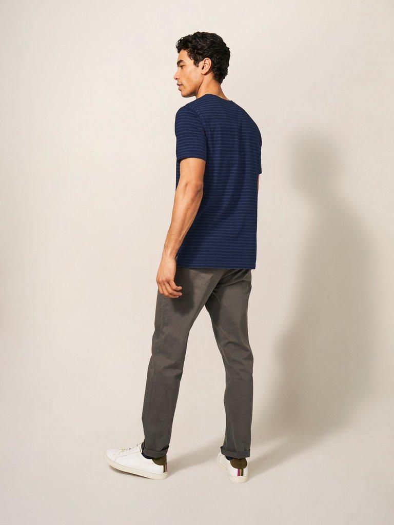 Interest Indigo Stripe Tee in INDIGO BLE - MODEL BACK