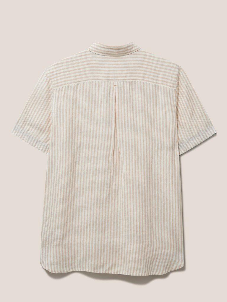Pembroke SS Stripe Linen Shirt in DUS PINK - FLAT BACK