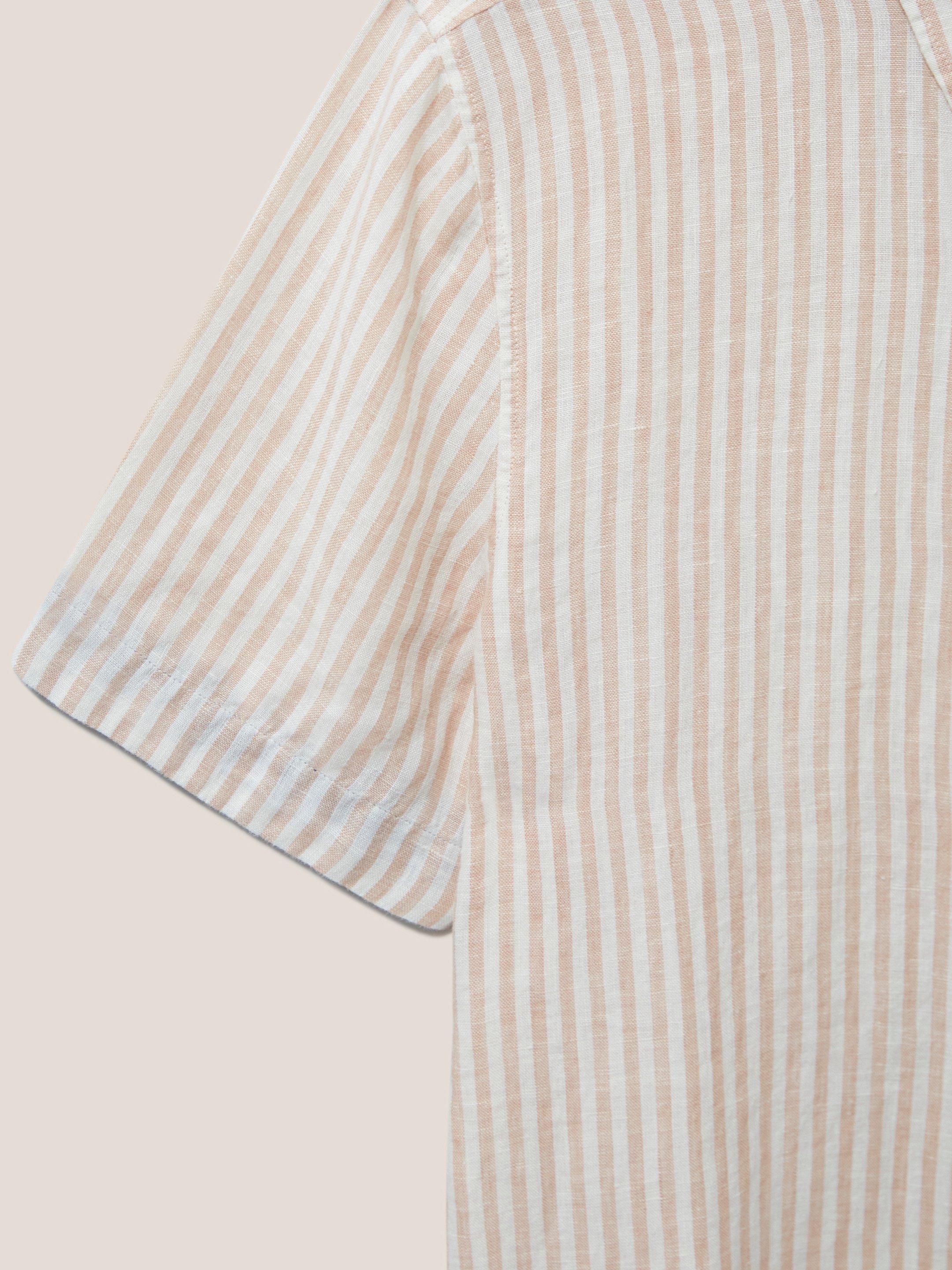 Pembroke SS Stripe Linen Shirt in DUS PINK - FLAT DETAIL