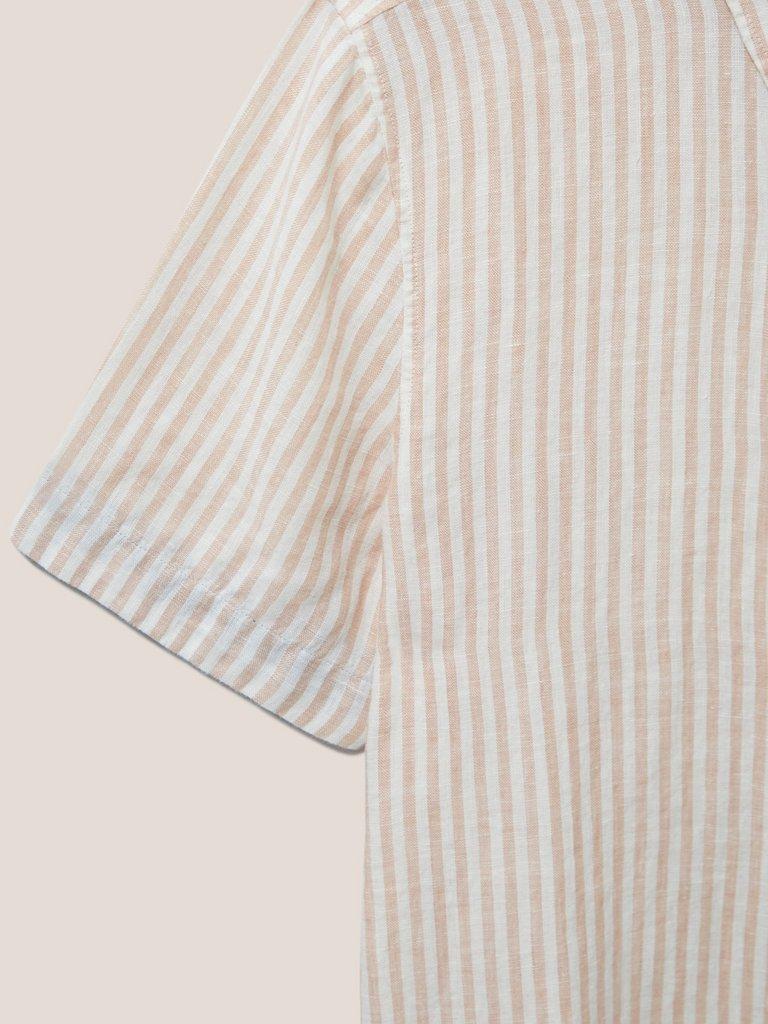 Pembroke SS Stripe Linen Shirt in DUS PINK - FLAT DETAIL