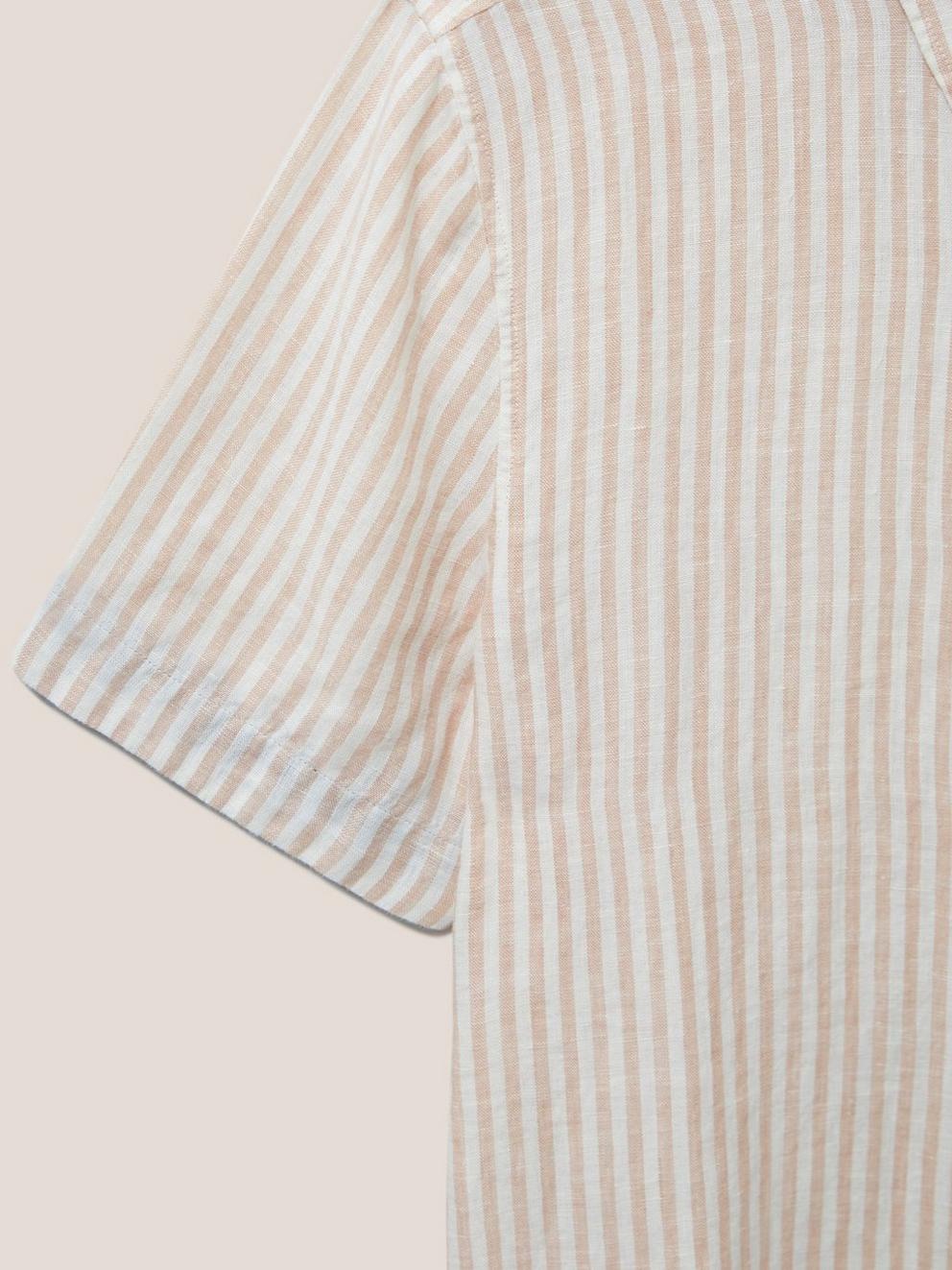 Pembroke SS Stripe Linen Shirt in DUS PINK - FLAT DETAIL