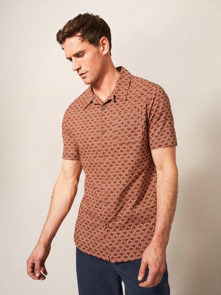 Eagle Printed Slim Fit Shirt in MID PINK - LIFESTYLE