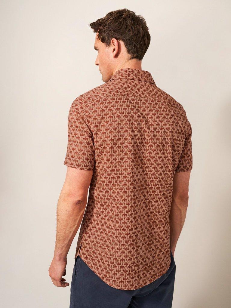 Eagle Printed Slim Fit Shirt in MID PINK - MODEL BACK