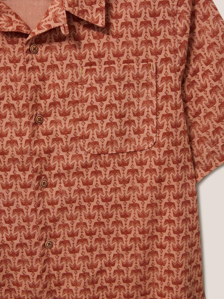Eagle Printed Slim Fit Shirt in MID PINK - MODEL DETAIL