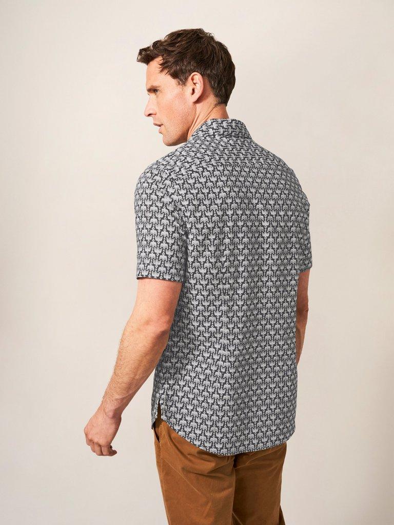 Eagle Printed Slim Fit Shirt in WASHED BLK - MODEL BACK