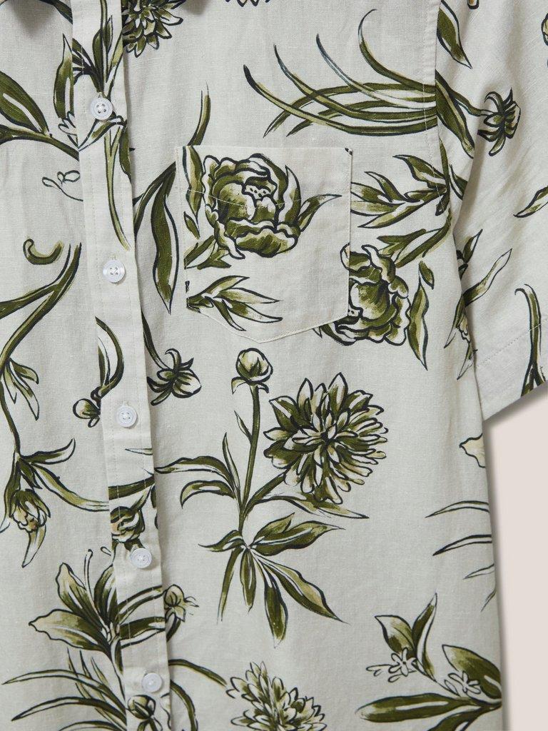Painted Floral Shirt in KHAKI GRN - FLAT DETAIL