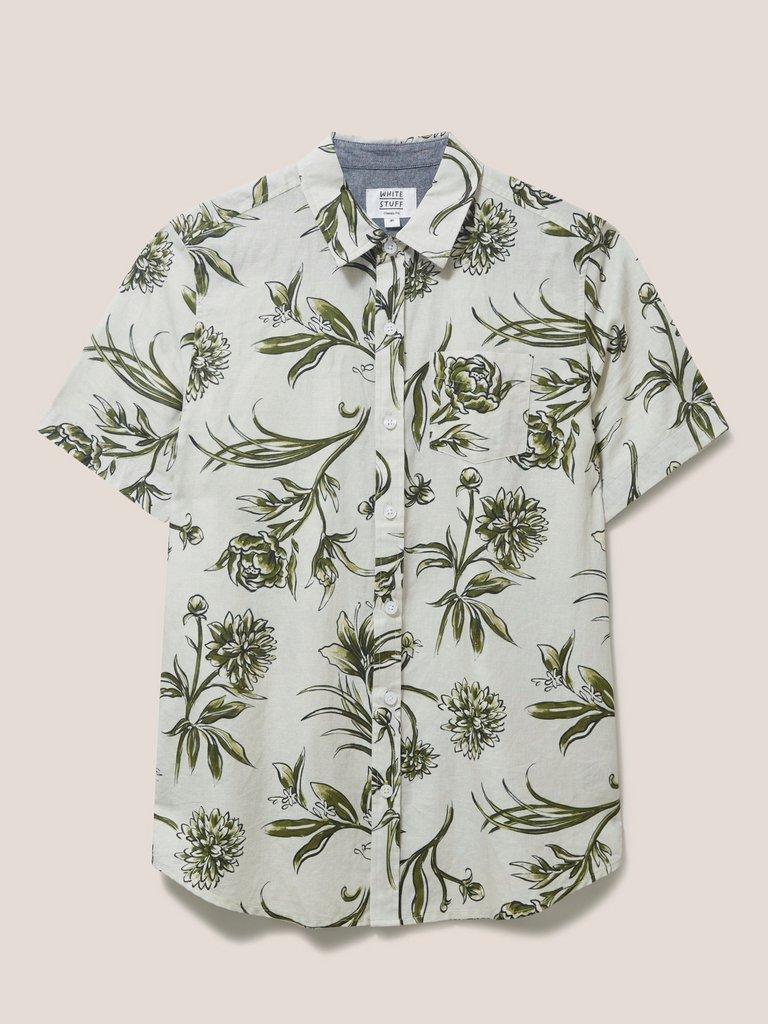 Painted Floral Shirt in KHAKI GRN - FLAT FRONT