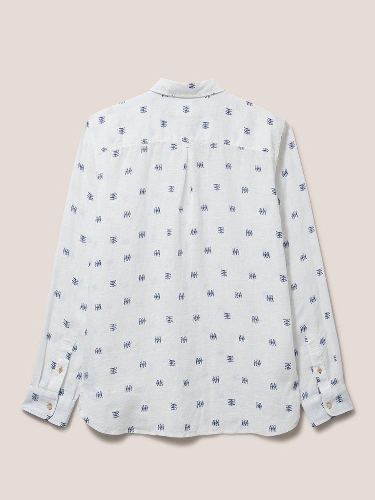 Pembroke Fish PR LS Shirt in WHITE MLT - FLAT BACK