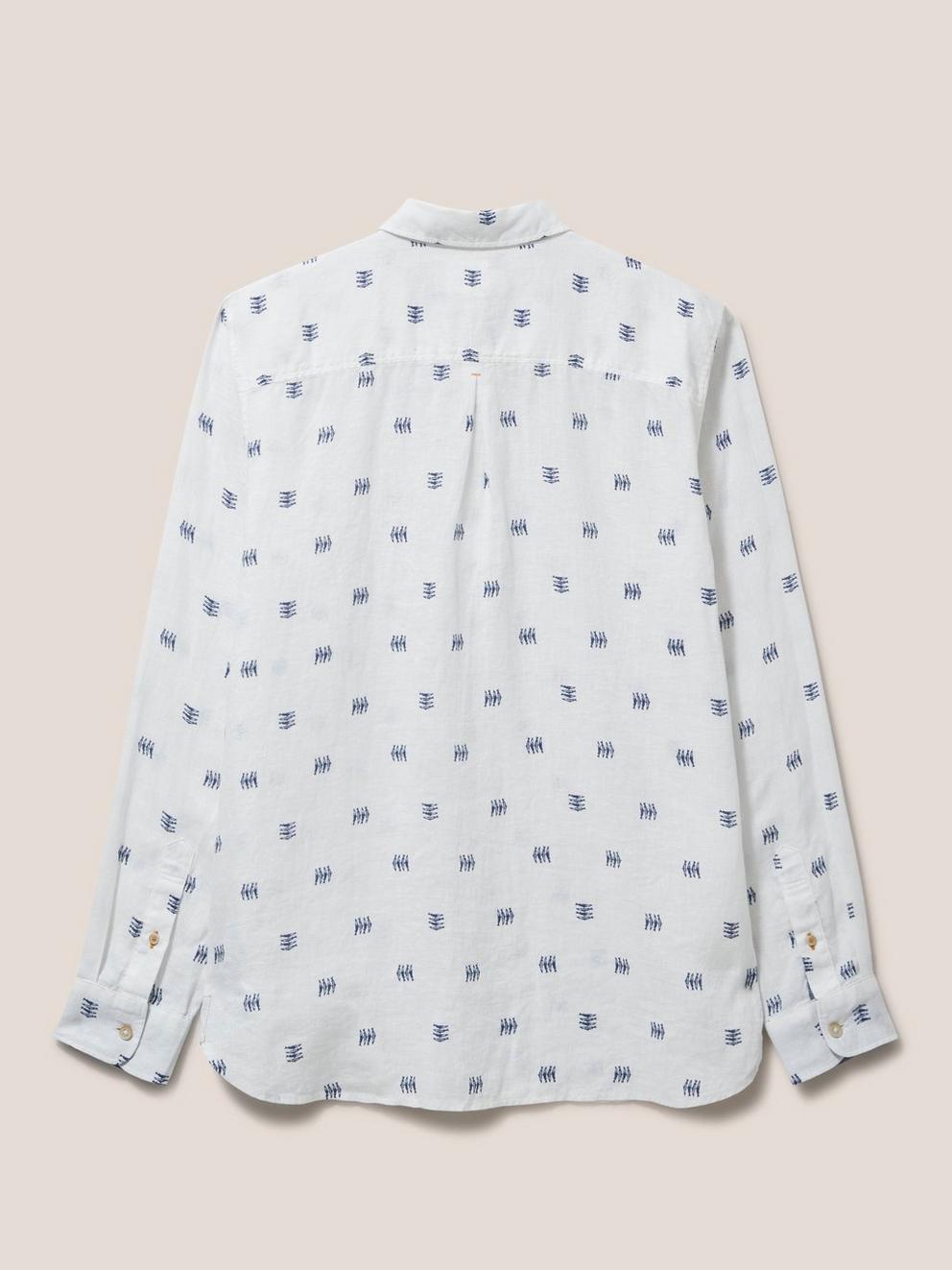 Pembroke Fish PR LS Shirt in WHITE MLT - FLAT BACK