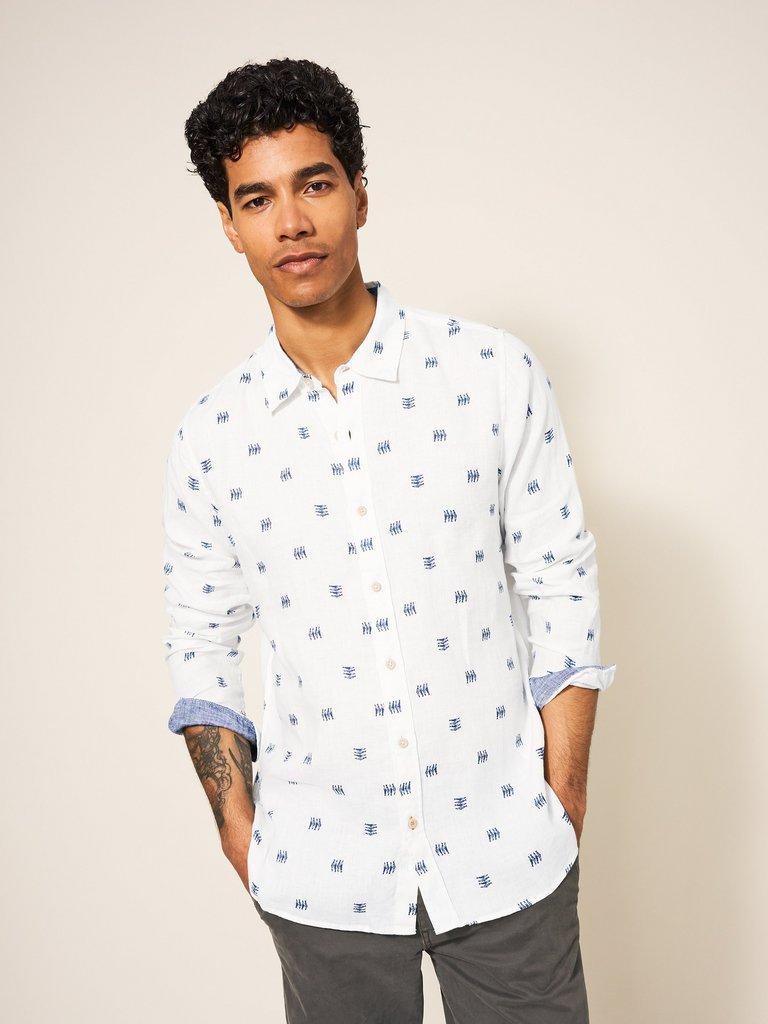 Pembroke Fish PR LS Shirt in WHITE MLT - LIFESTYLE