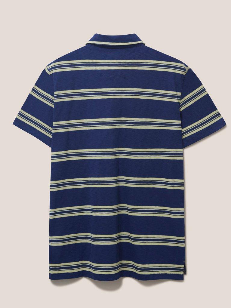 Abersoch SS Indigo Stripe Polo in DARK NAVY - FLAT BACK