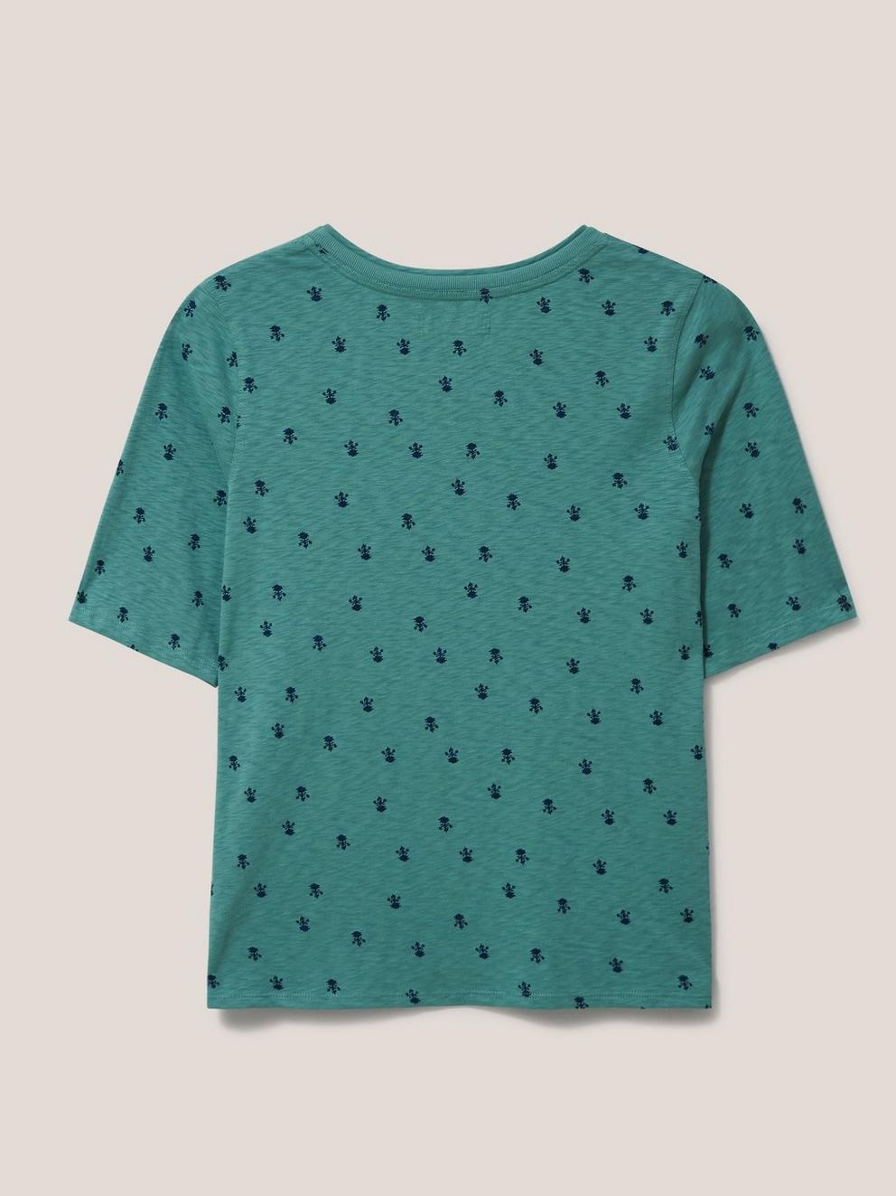 Annabel Printed Tee in TEAL PR - FLAT BACK