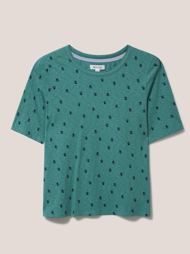 Annabel Printed Tee in TEAL PR - FLAT FRONT