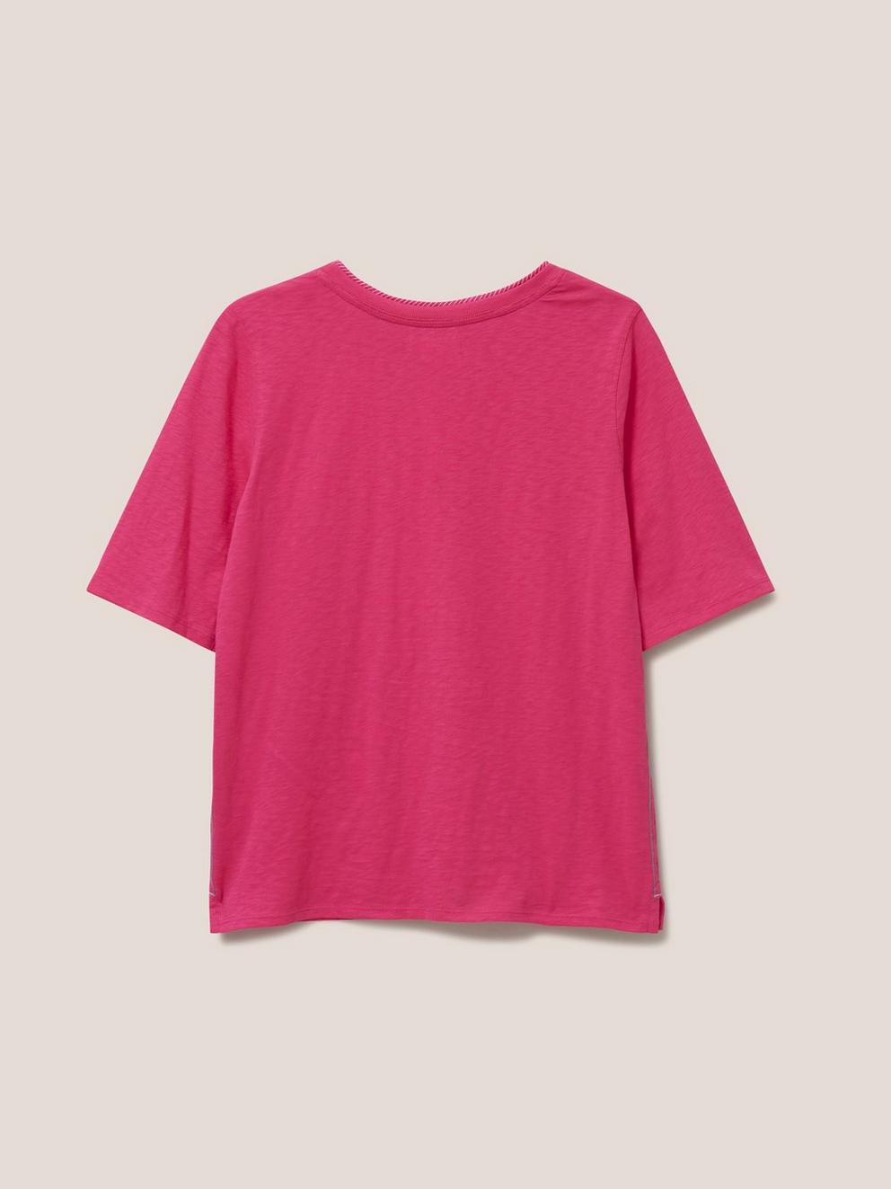 Annabel Cotton Tee in BRT PINK - FLAT BACK
