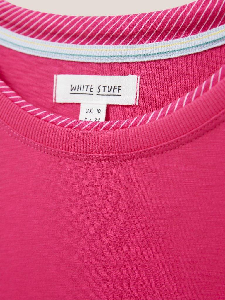 Annabel Cotton Tee in BRT PINK - FLAT DETAIL