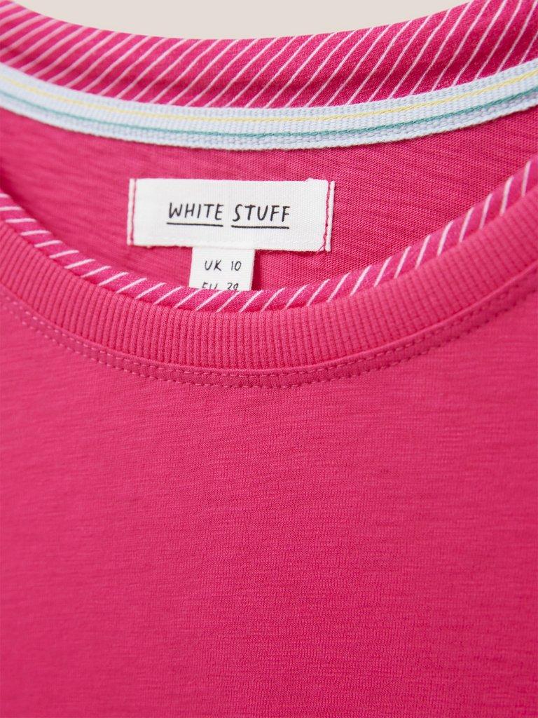 Annabel Fairtrade Cotton Tee in BRT PINK - FLAT DETAIL