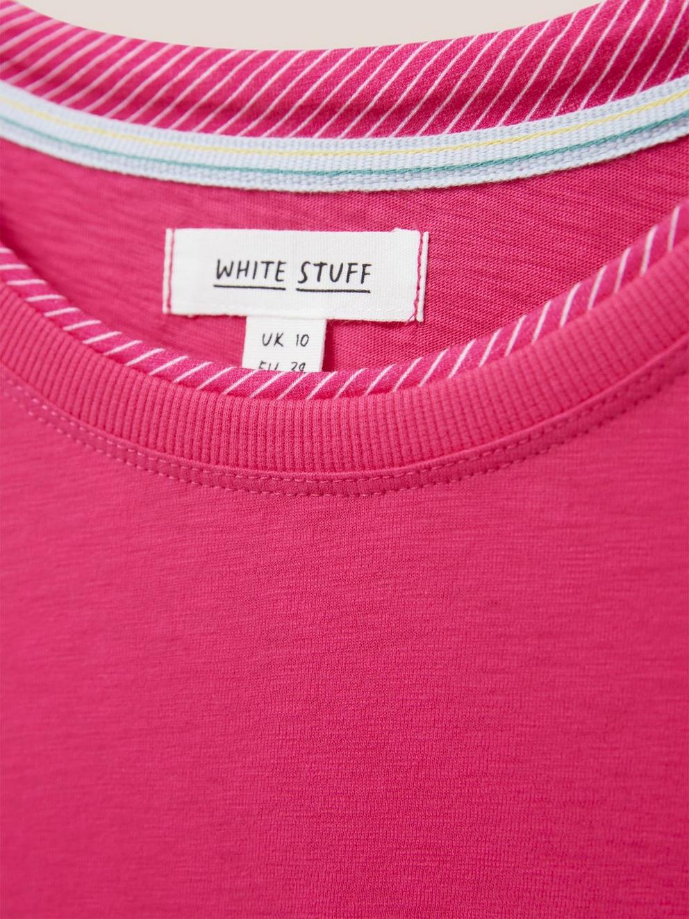 Annabel Cotton Tee in BRT PINK - FLAT DETAIL