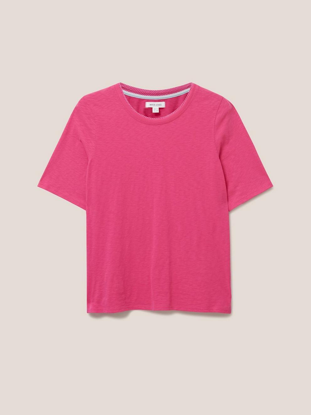 Annabel Fairtrade Cotton Tee in BRT PINK - FLAT FRONT