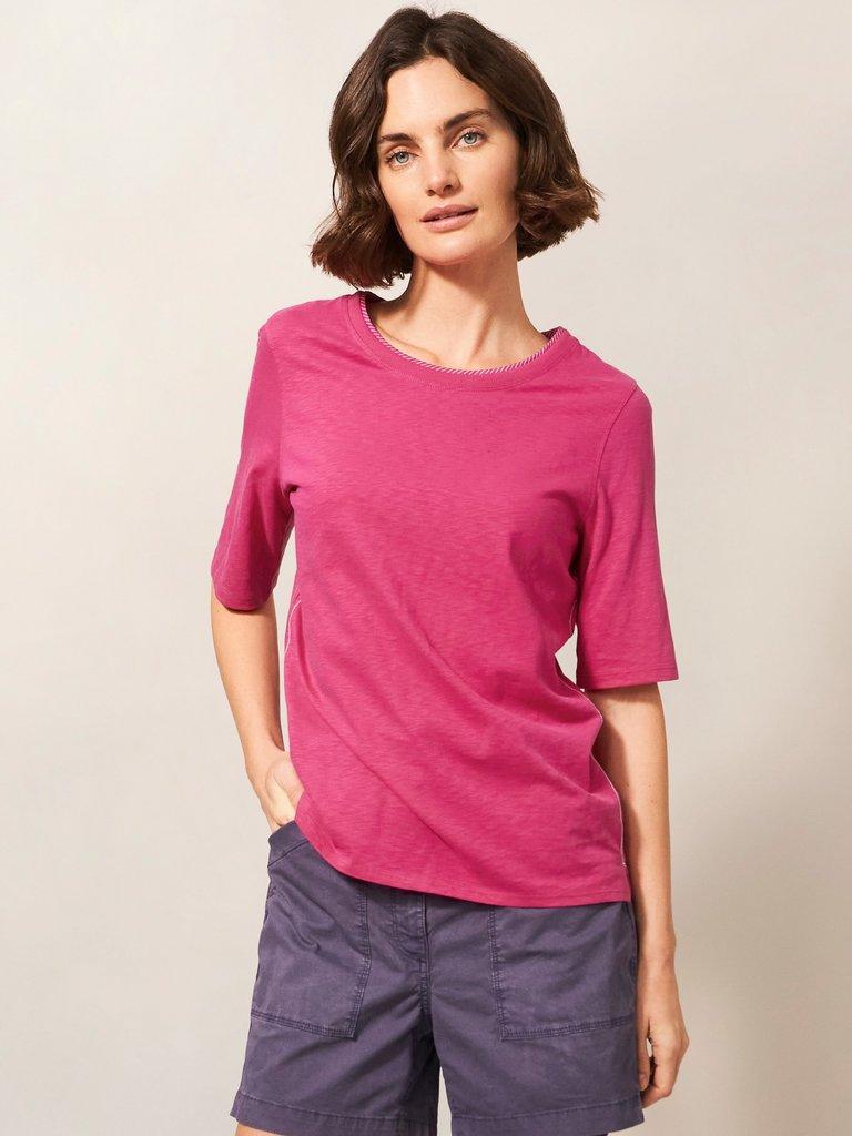 Annabel Cotton Tee in BRT PINK - LIFESTYLE