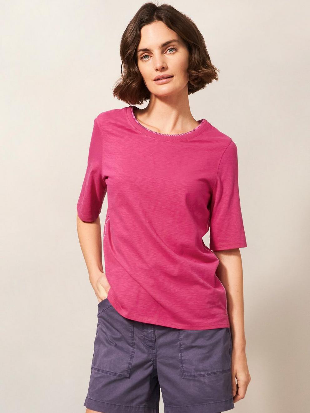 Annabel Fairtrade Cotton Tee in BRT PINK - LIFESTYLE