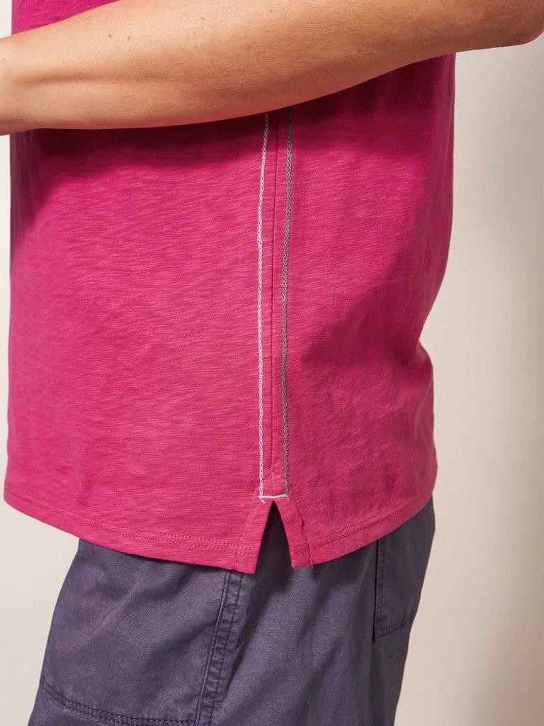 Annabel Fairtrade Cotton Tee in BRT PINK - MODEL DETAIL