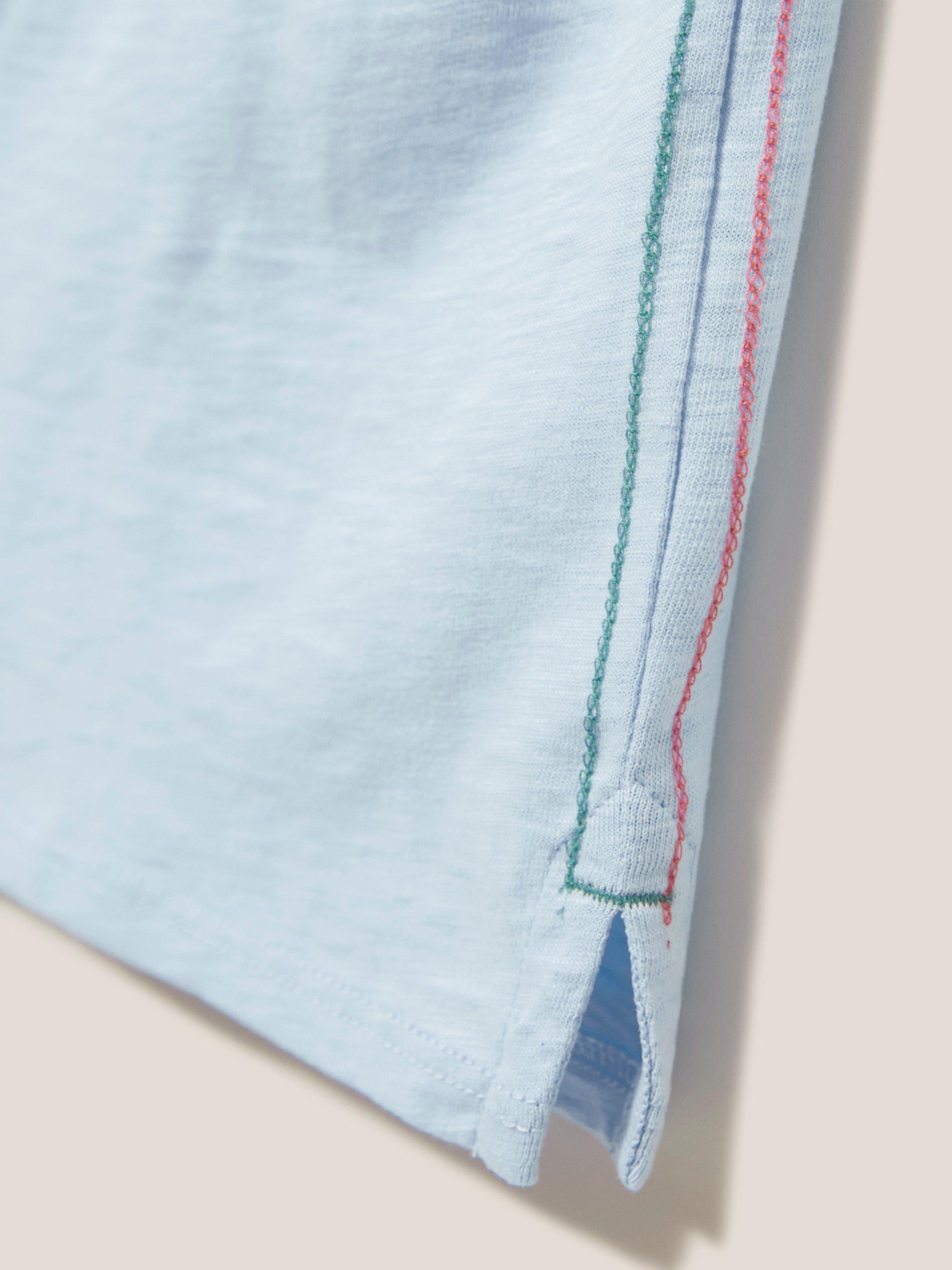 Annabel Fairtrade Cotton Tee in LGT BLUE - FLAT DETAIL