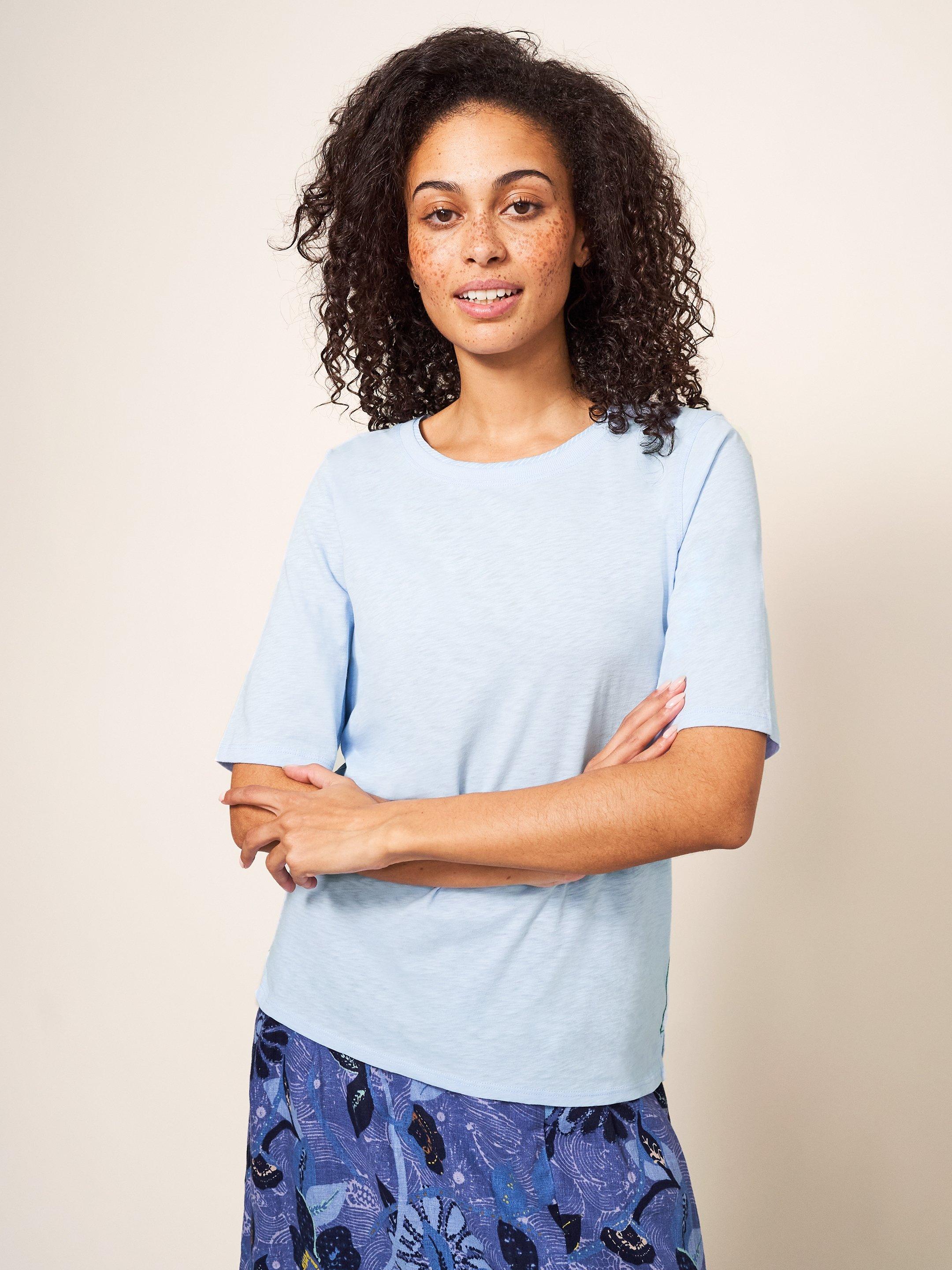 Annabel Fairtrade Cotton Tee in LGT BLUE - LIFESTYLE