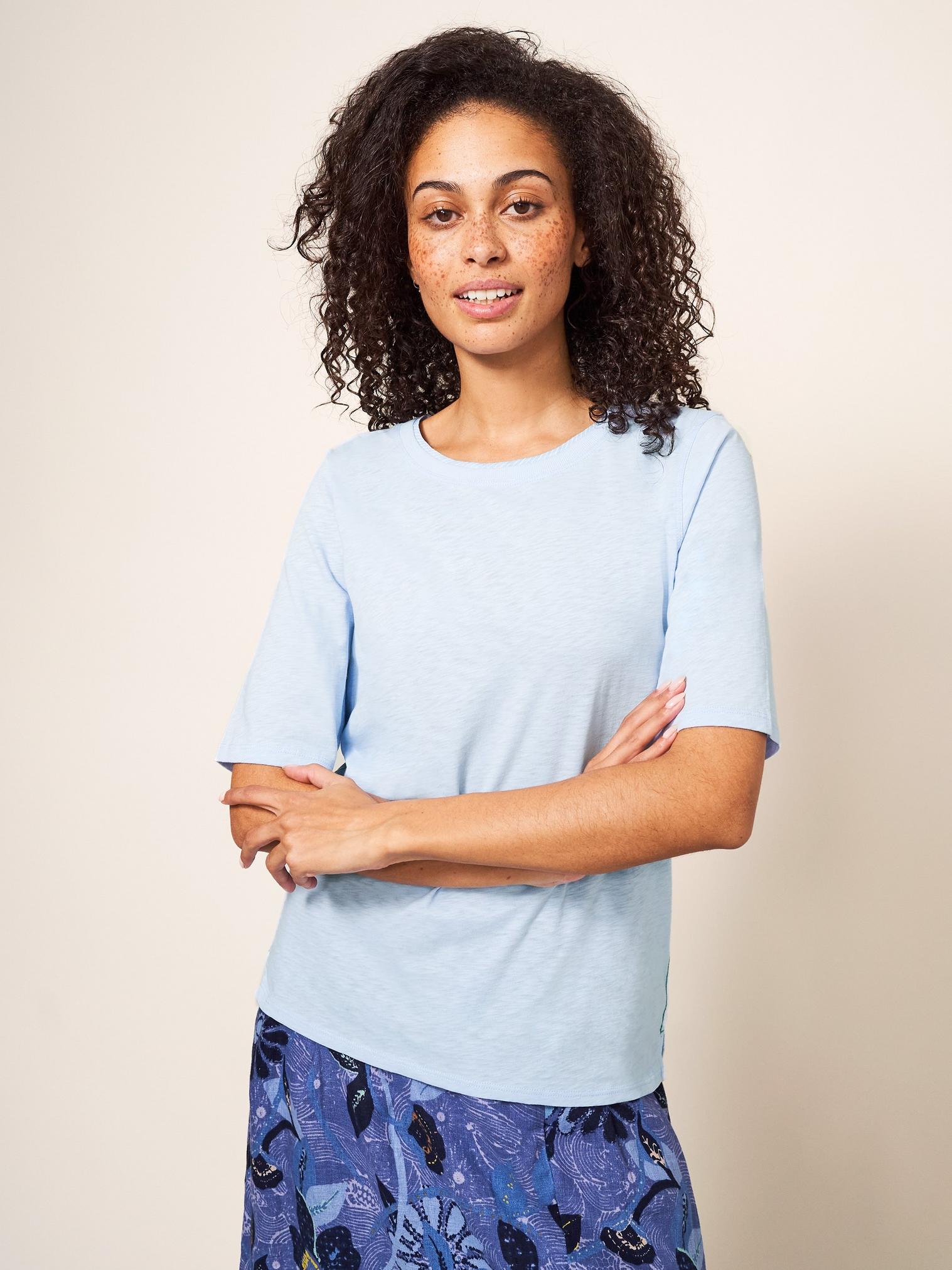 Annabel Fairtrade Cotton Tee in LGT BLUE - LIFESTYLE