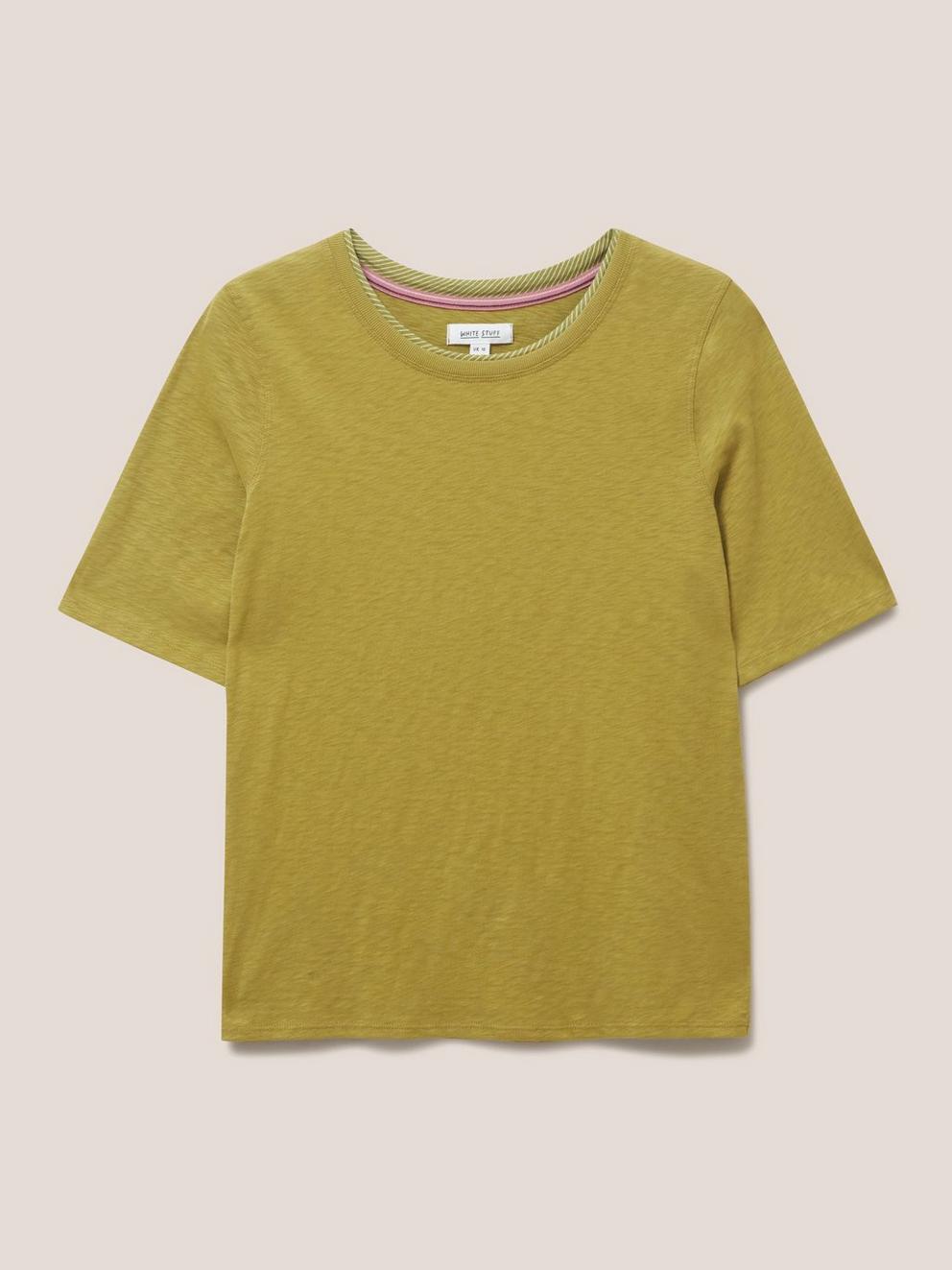 Annabel Cotton Tee in MID GREEN - FLAT FRONT
