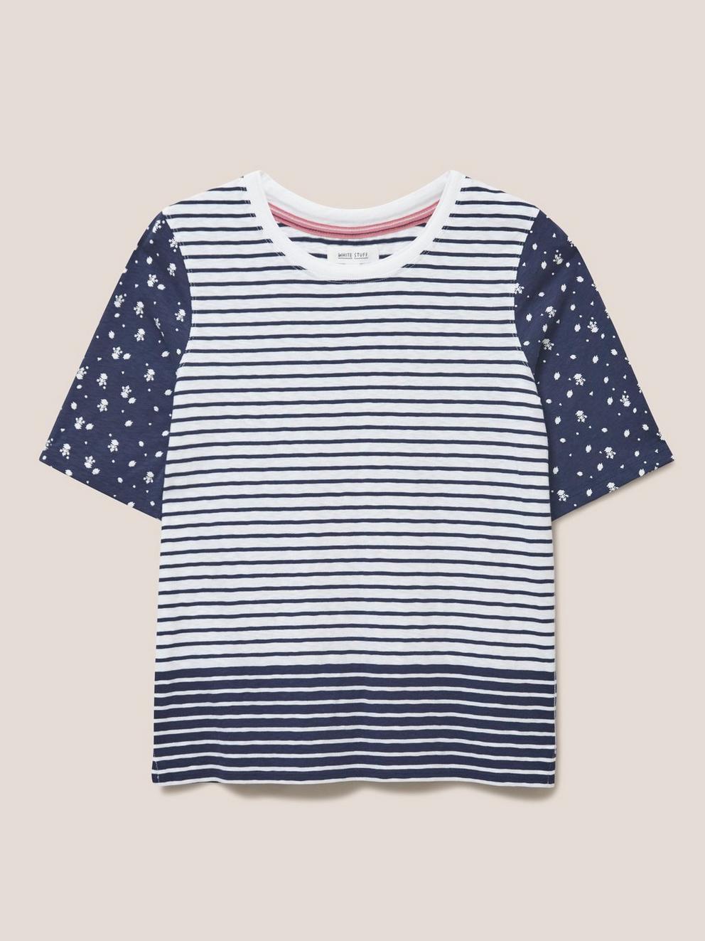 ANNABEL STRIPE TEE in NAVY MULTI - FLAT FRONT