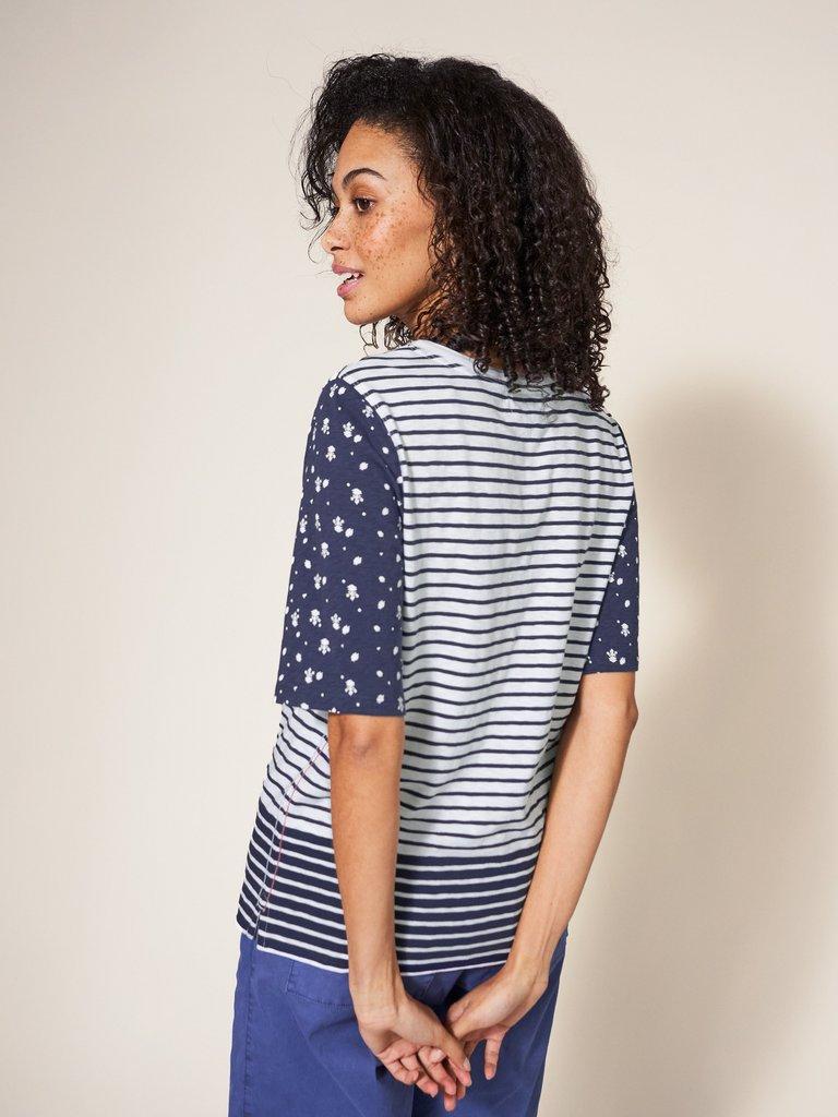 ANNABEL STRIPE TEE in NAVY MULTI - MODEL BACK