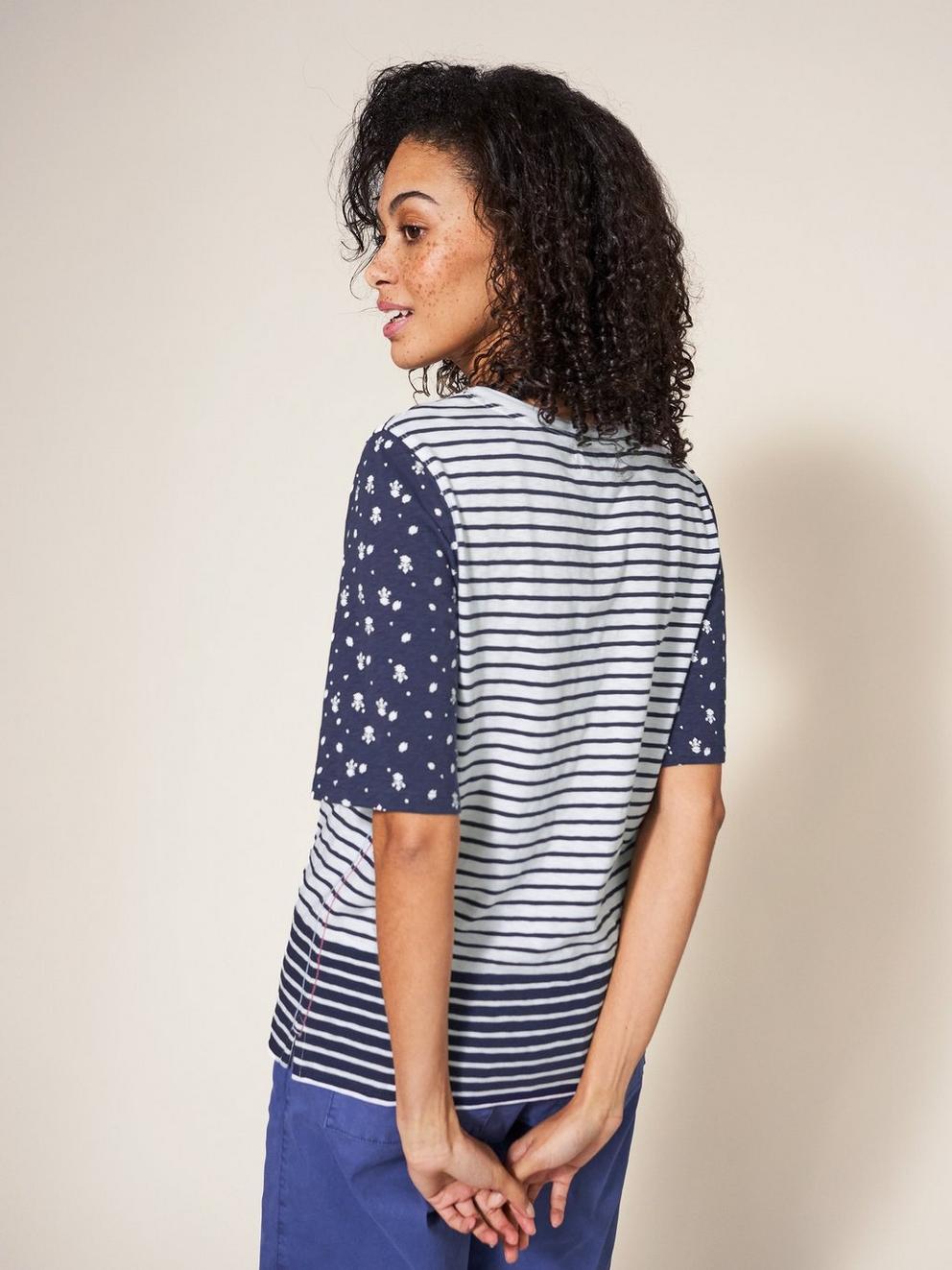ANNABEL STRIPE TEE in NAVY MULTI - MODEL BACK