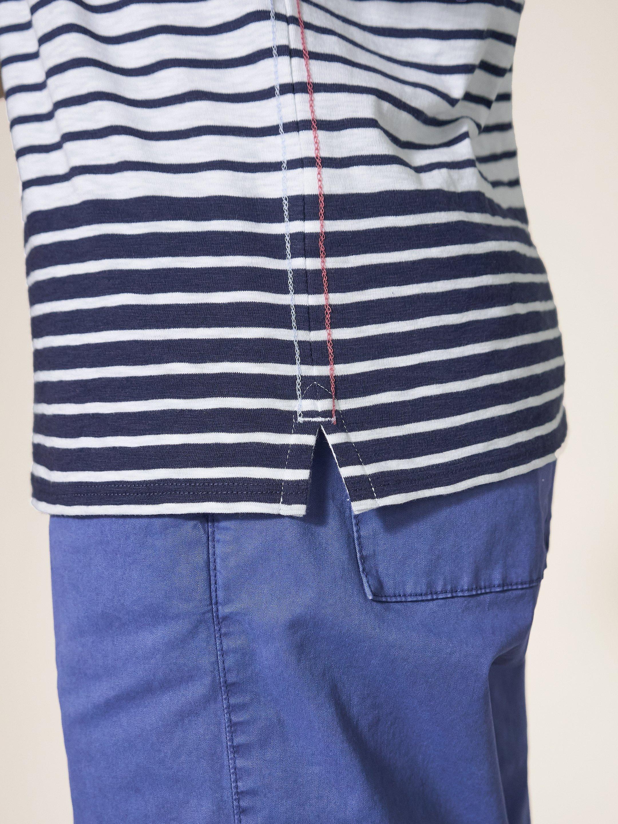 ANNABEL STRIPE TEE in NAVY MULTI - MODEL DETAIL