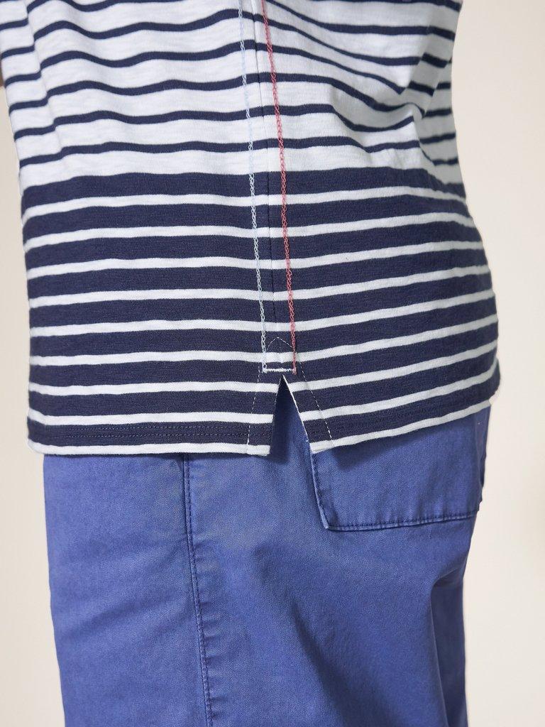 ANNABEL STRIPE TEE in NAVY MULTI - MODEL DETAIL