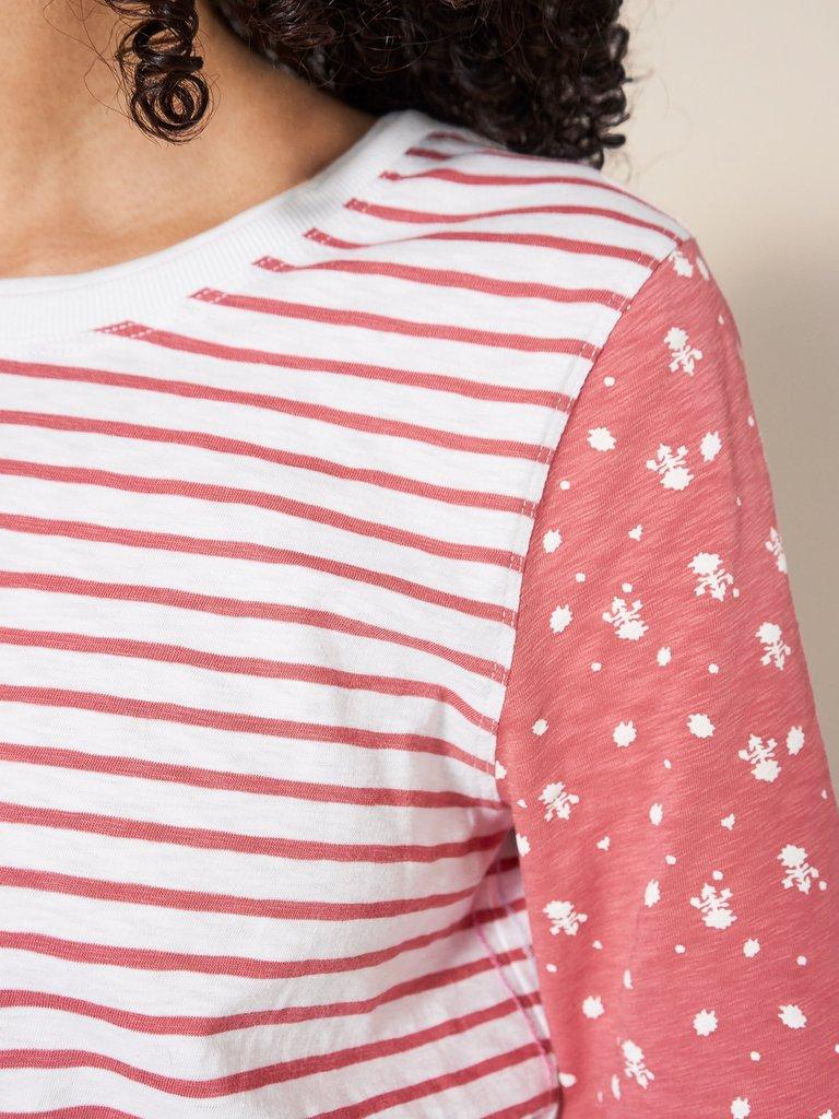 ANNABEL STRIPE TEE in PINK MLT - MODEL DETAIL