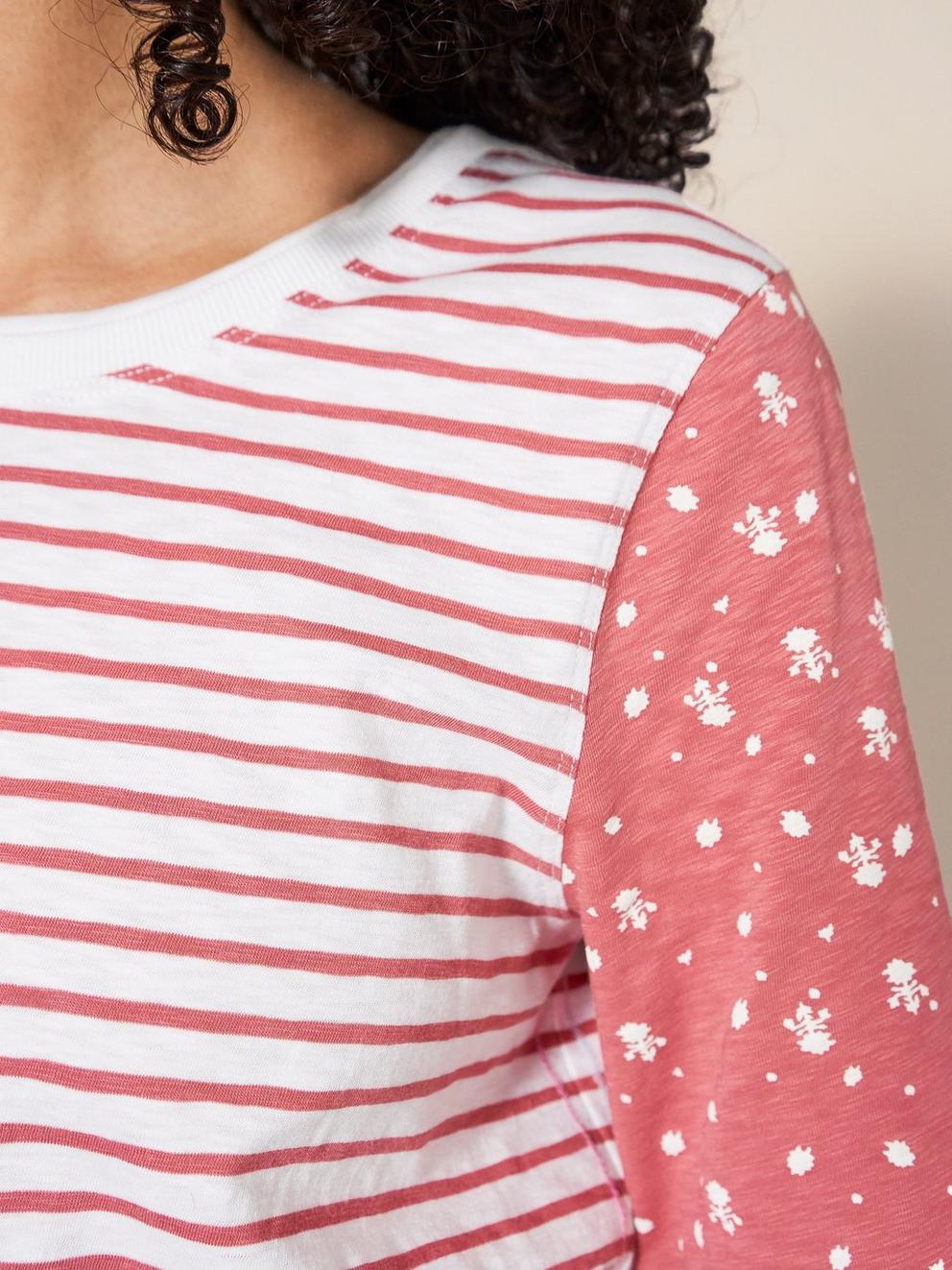 ANNABEL STRIPE TEE in PINK MLT - MODEL DETAIL