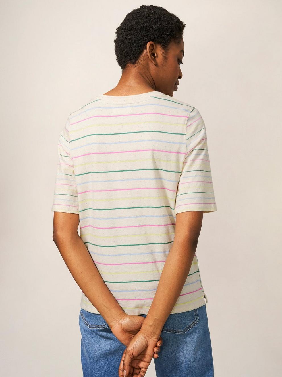 ANNABEL STRIPE TEE in WHITE MLT - MODEL BACK